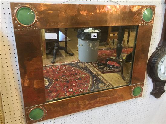 Newlyn copper frame mirror inset Ruskin plaques